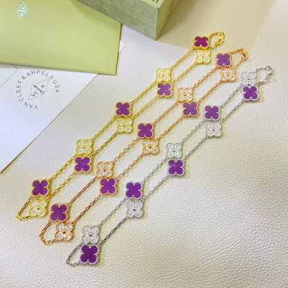 [Rose Tomorrow Jewelry]CLOVER 10 MOTIFS  PURPLE VIOLET DIAMOND NECKLACE