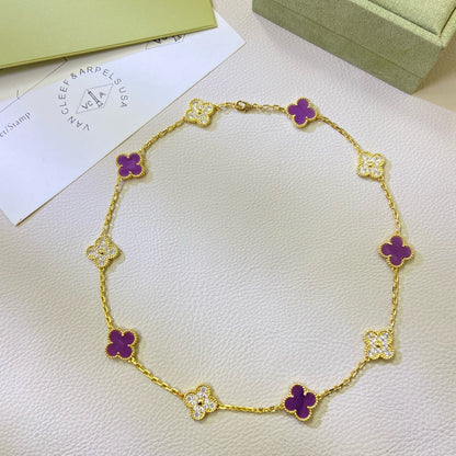 [Rose Tomorrow Jewelry]CLOVER 10 MOTIFS  PURPLE VIOLET DIAMOND NECKLACE
