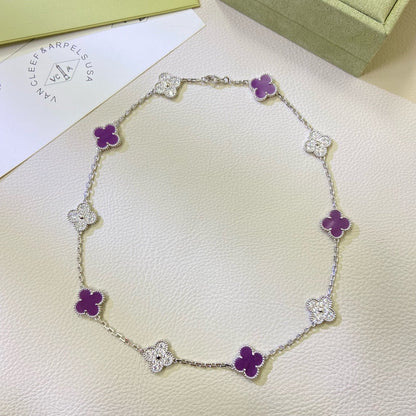 [Rose Tomorrow Jewelry]CLOVER 10 MOTIFS  PURPLE VIOLET DIAMOND NECKLACE