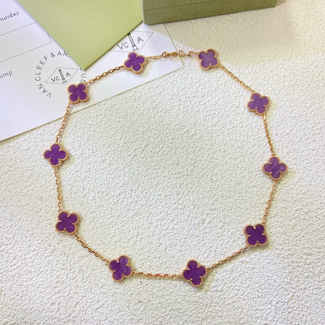 [Rose Tomorrow Jewelry]CLOVER 10 MOTIFS  PURPLE VIOLET  NECKLACE