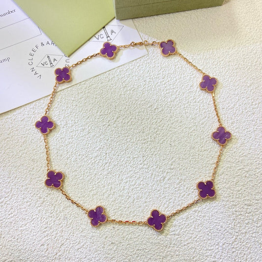 [Rose Tomorrow Jewelry]CLOVER 10 MOTIFS  PURPLE VIOLET  NECKLACE