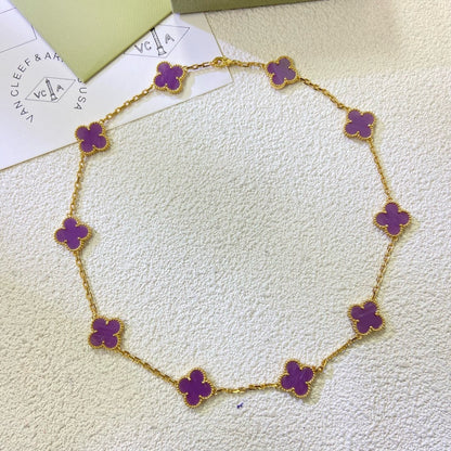 [Rose Tomorrow Jewelry]CLOVER 10 MOTIFS  PURPLE VIOLET  NECKLACE