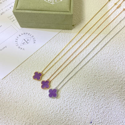 [Rose Tomorrow Jewelry]CLOVER 15MM  PURPLE VIOLET NECKLACE