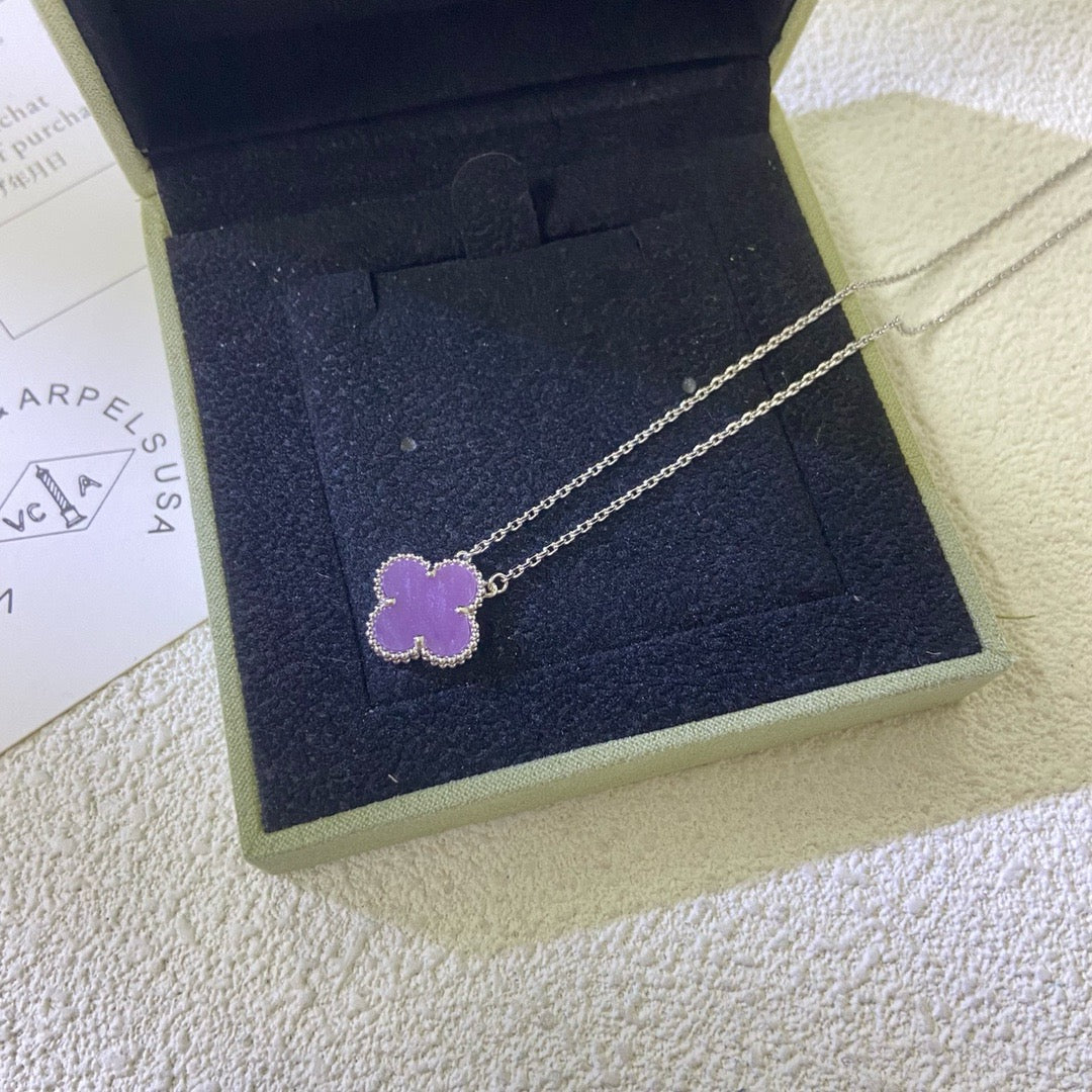 [Rose Tomorrow Jewelry]CLOVER 15MM  PURPLE VIOLET NECKLACE