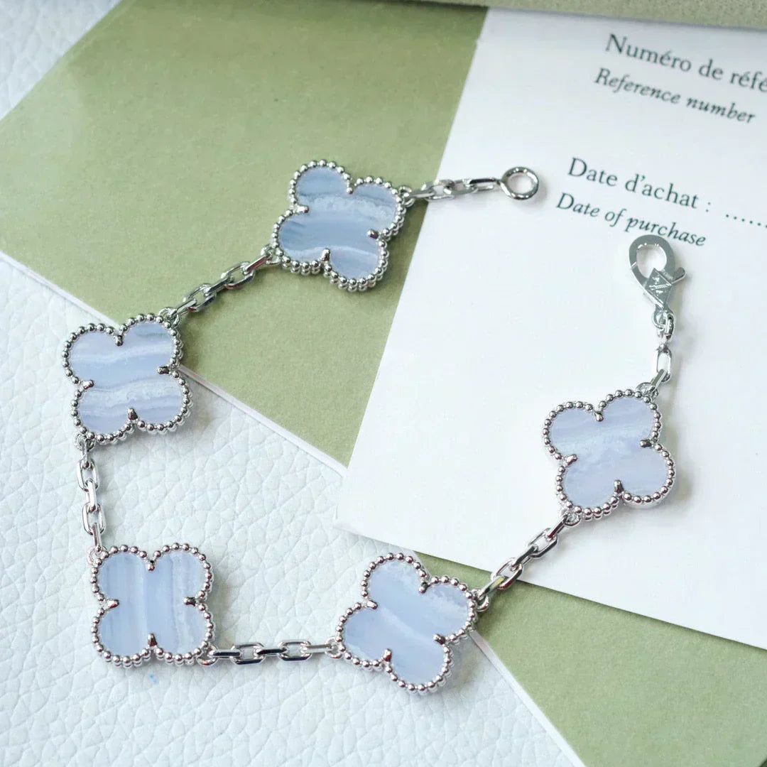 [Rose Tomorrow] CLOVER 5 MOTIF PURPLE CHALCEDONY BRACELET COLLECTION