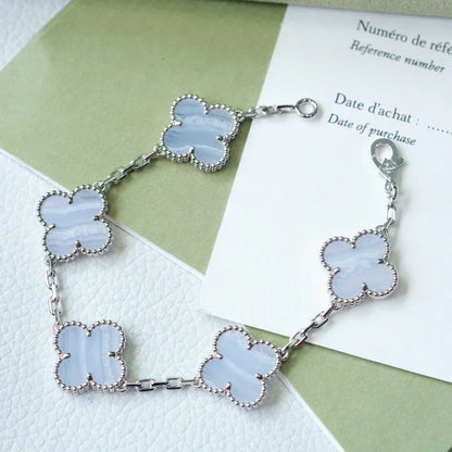 [Rose Tomorrow] CLOVER 5 MOTIF PURPLE CHALCEDONY BRACELET COLLECTION