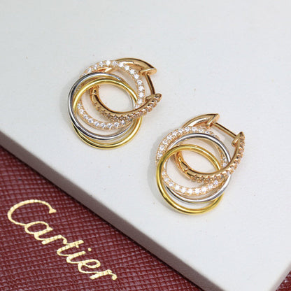 [Rose Tomorrow]TRINITY HALF DIAMOND  EARRINGS