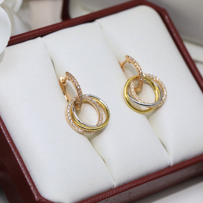 [Rose Tomorrow]TRINITY HALF DIAMOND  EARRINGS