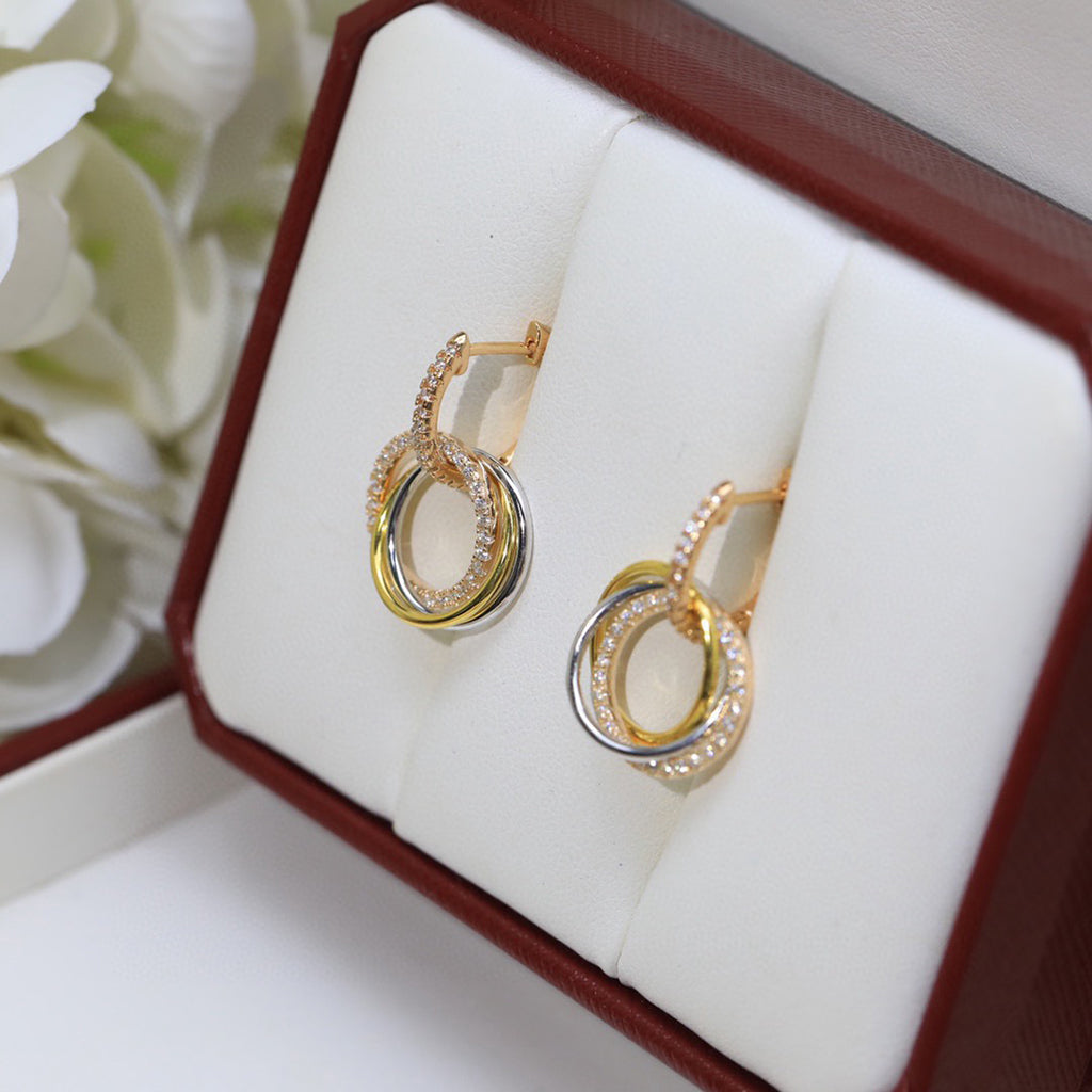 [Rose Tomorrow]TRINITY HALF DIAMOND  EARRINGS