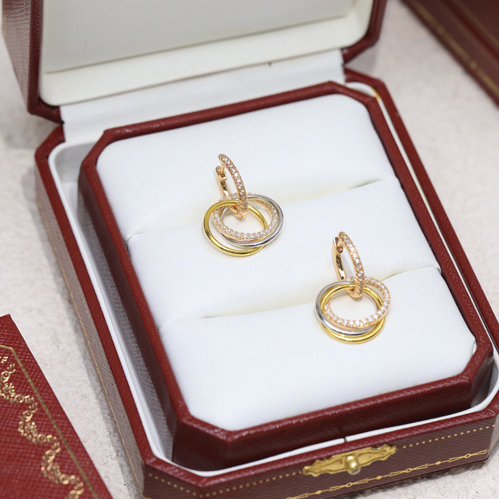 [Rose Tomorrow]TRINITY HALF DIAMOND  EARRINGS