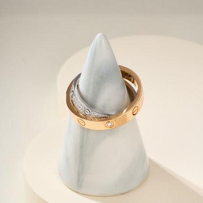 [Rose Tomorrow]LOVE PINK GOLD SILVER DIAMOND DOUBLE RING