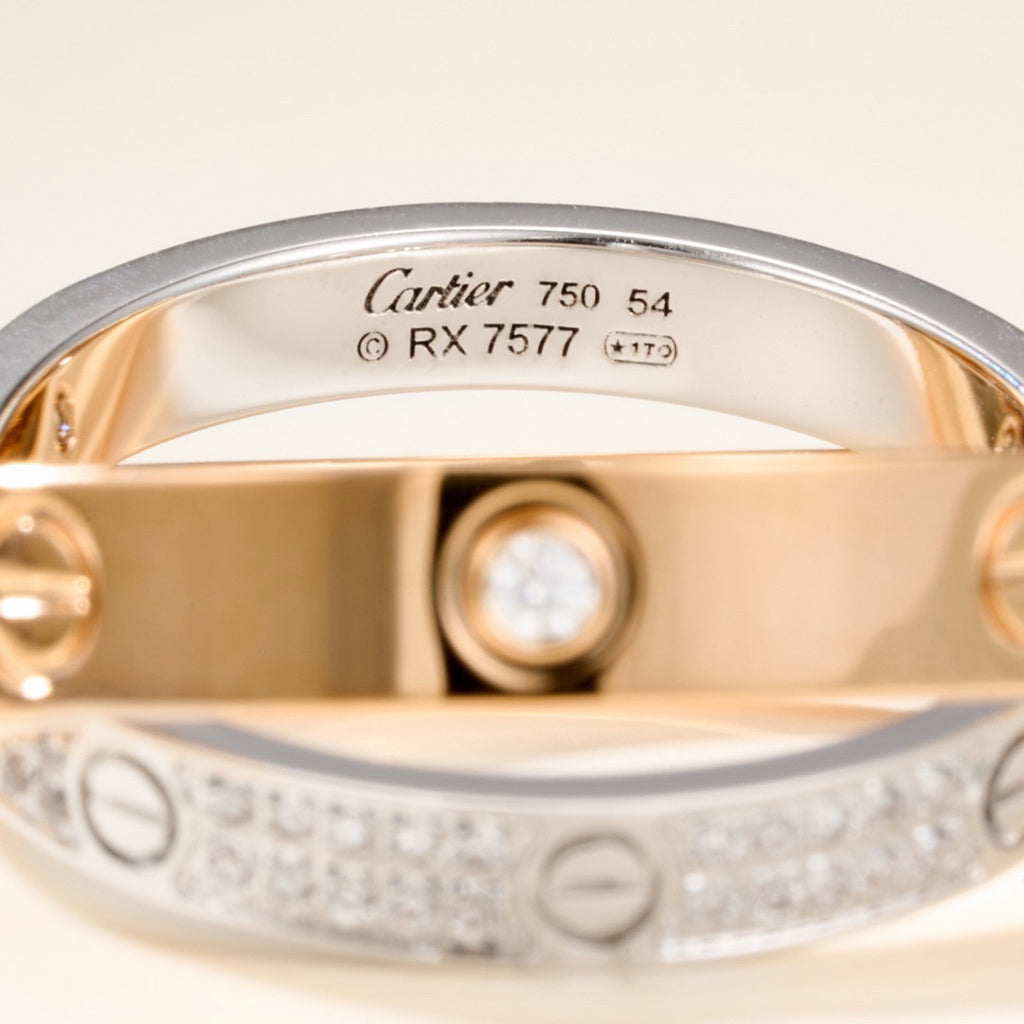 [Rose Tomorrow]LOVE PINK GOLD SILVER DIAMOND DOUBLE RING