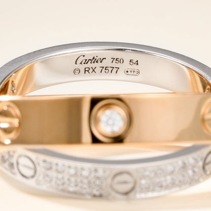 [Rose Tomorrow]LOVE PINK GOLD SILVER DIAMOND DOUBLE RING