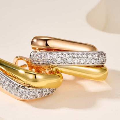 [Rose Tomorrow]TRINITY HALF DIAMOND  CUSHION EARRINGS