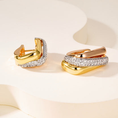 [Rose Tomorrow]TRINITY HALF DIAMOND  CUSHION EARRINGS