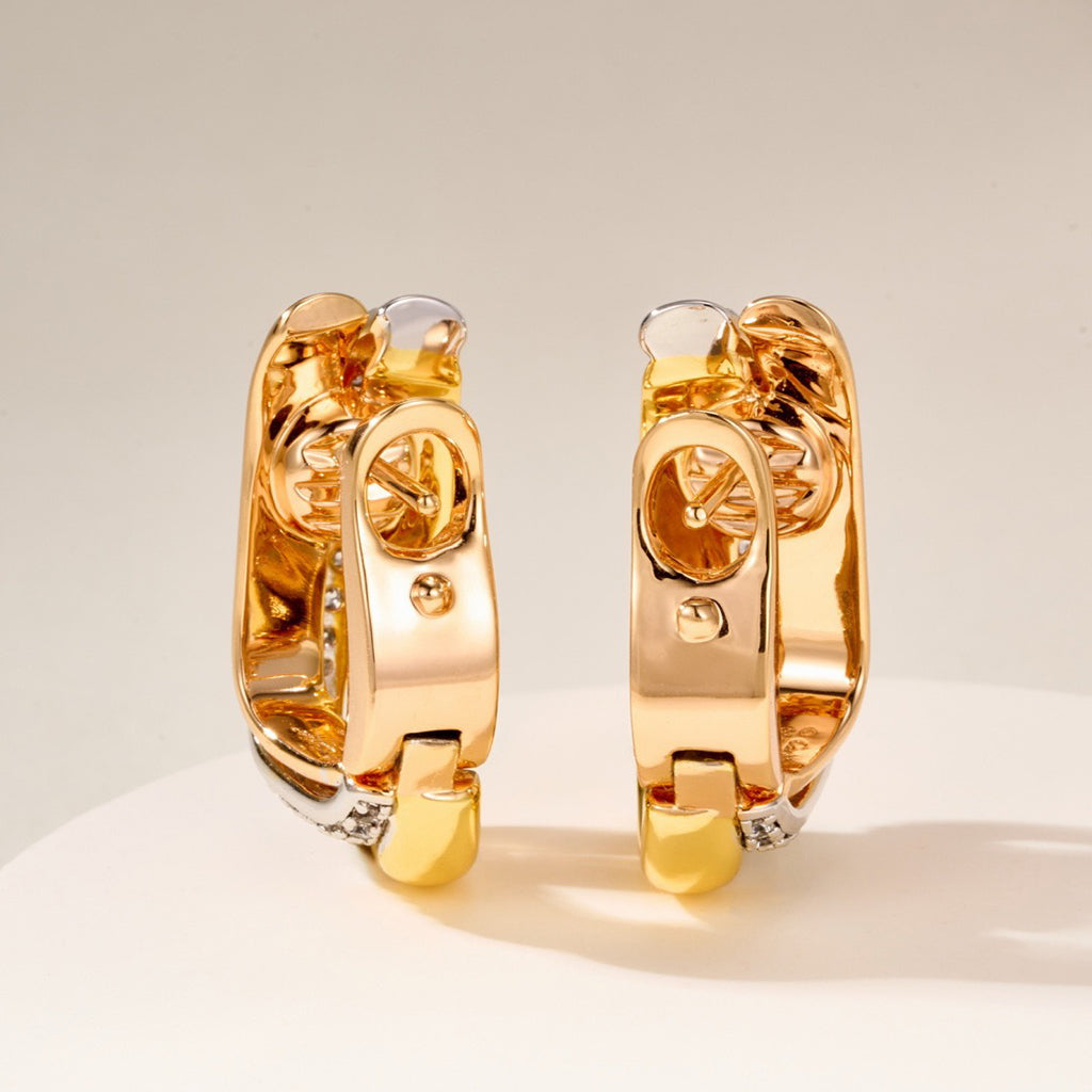 [Rose Tomorrow]TRINITY HALF DIAMOND  CUSHION EARRINGS