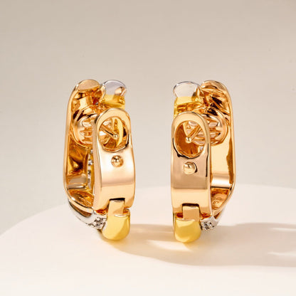 [Rose Tomorrow]TRINITY HALF DIAMOND  CUSHION EARRINGS