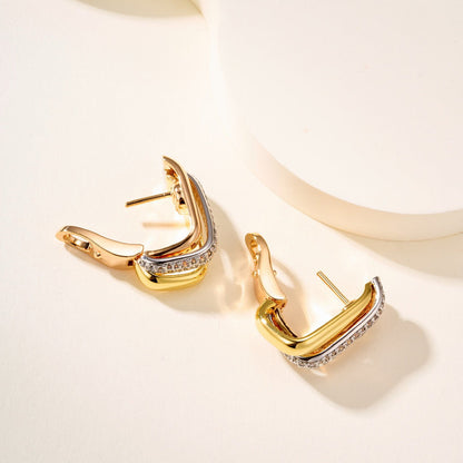 [Rose Tomorrow]TRINITY HALF DIAMOND  CUSHION EARRINGS