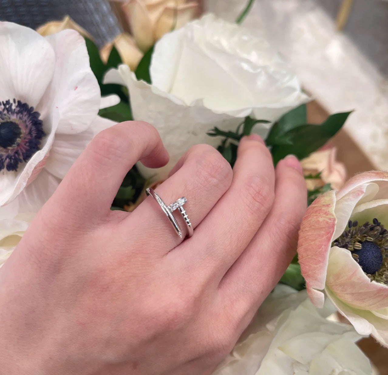 [Rose Tomorrow]JUSTE 1.8MM HALF DIAMOND RING
