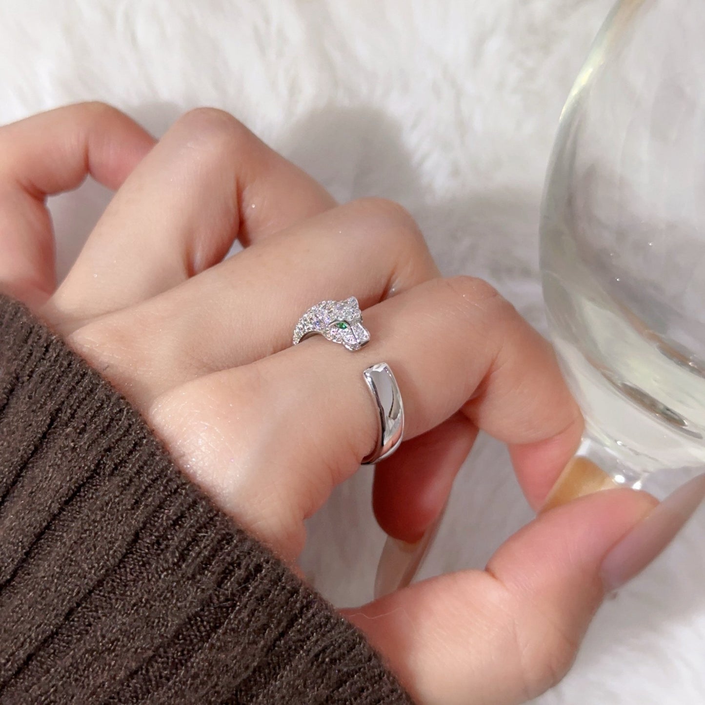 [Rose Tomorrow]PANTHERE HALF DIAMOND SMALL RING