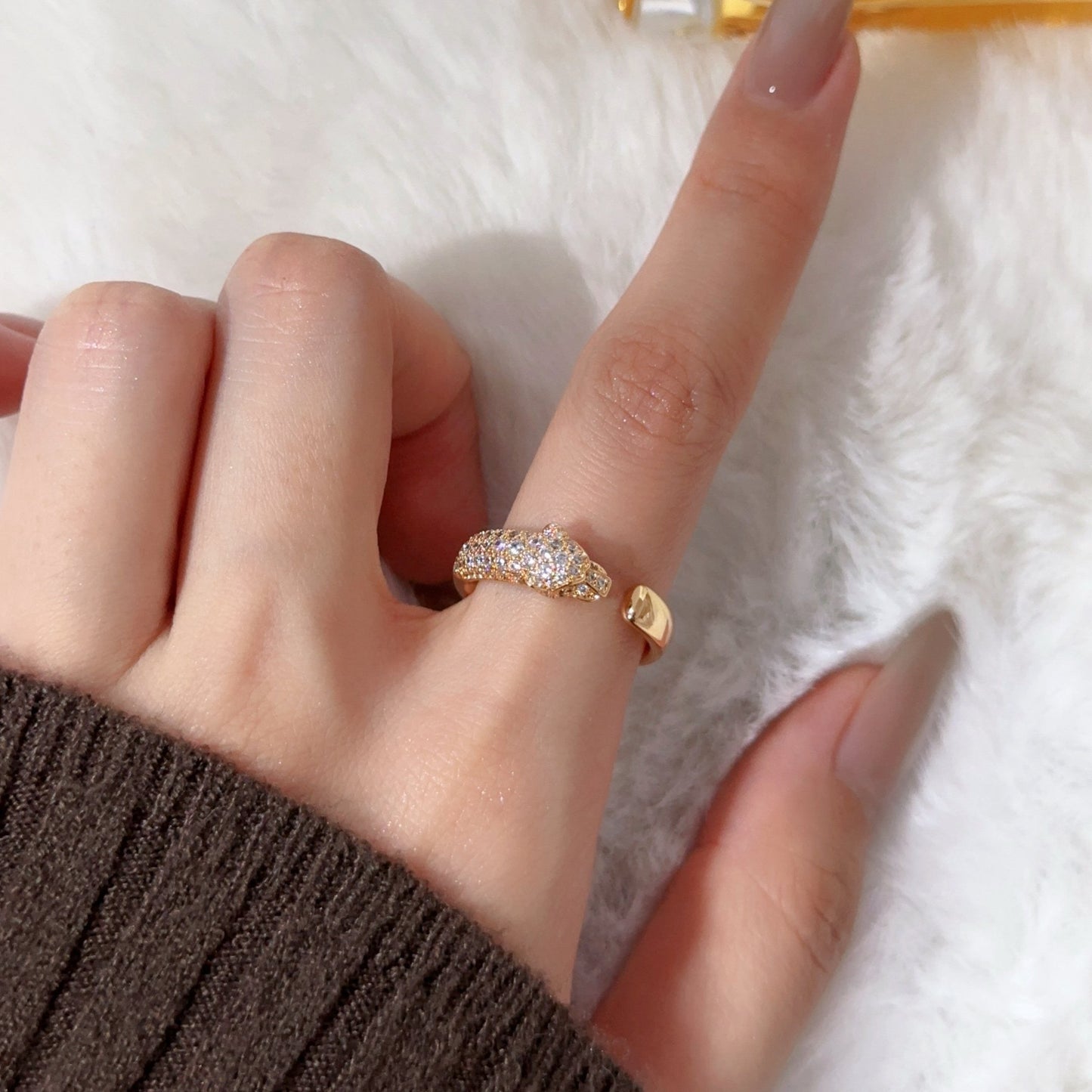 [Rose Tomorrow]PANTHERE HALF DIAMOND SMALL RING