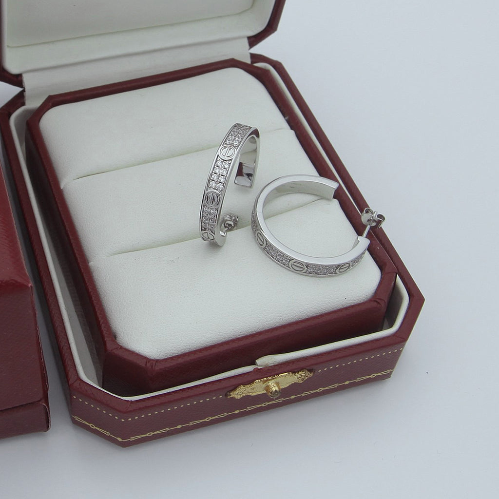[Rose Tomorrow]LOVE EARRINGS 3.6MM DIAMOND PAVED