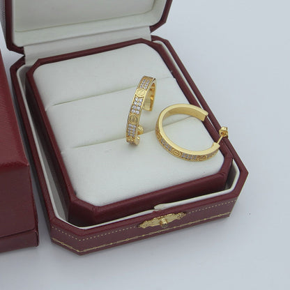 [Rose Tomorrow]LOVE EARRINGS 3.6MM DIAMOND PAVED