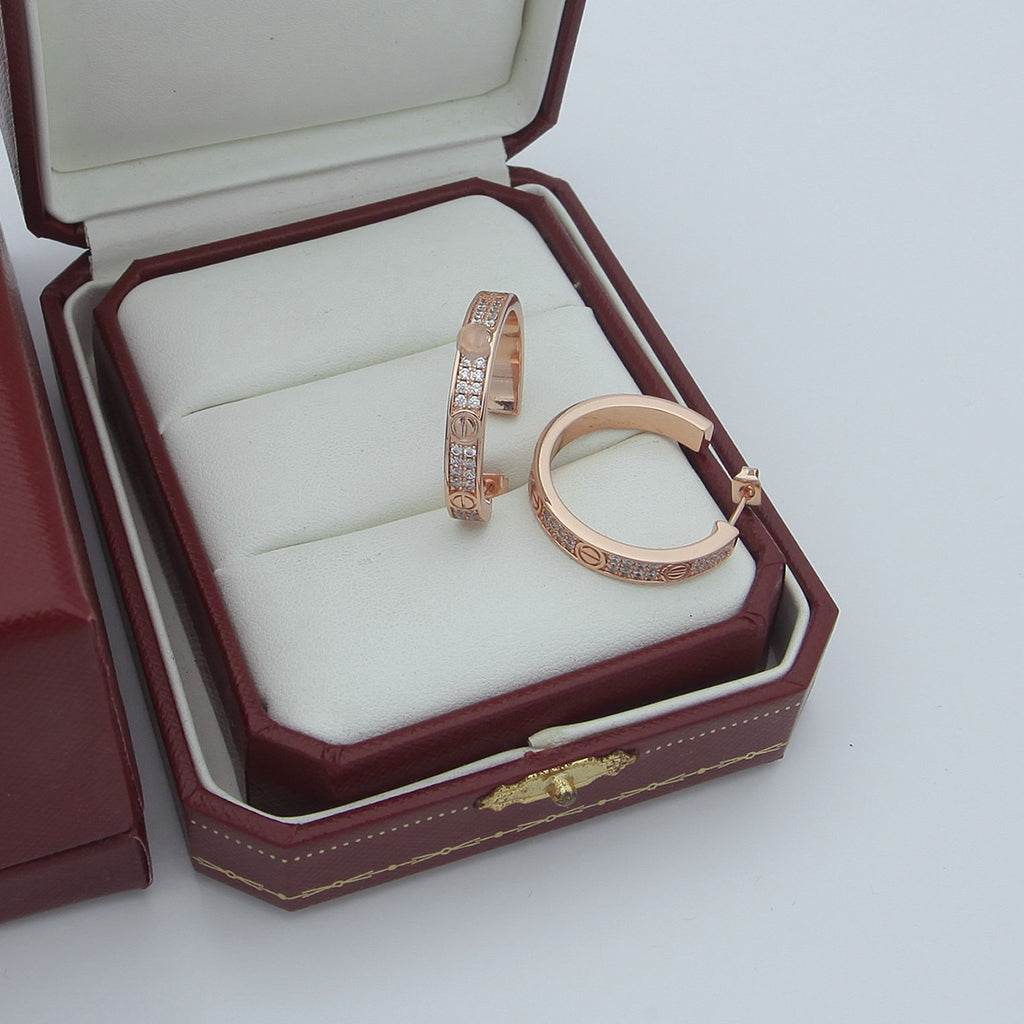 [Rose Tomorrow]LOVE EARRINGS 3.6MM DIAMOND PAVED