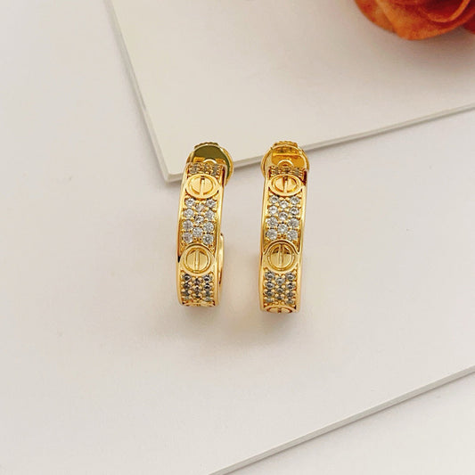 [Rose Tomorrow]LOVE 5.5MM DIAMOND PAVED EARRINGS