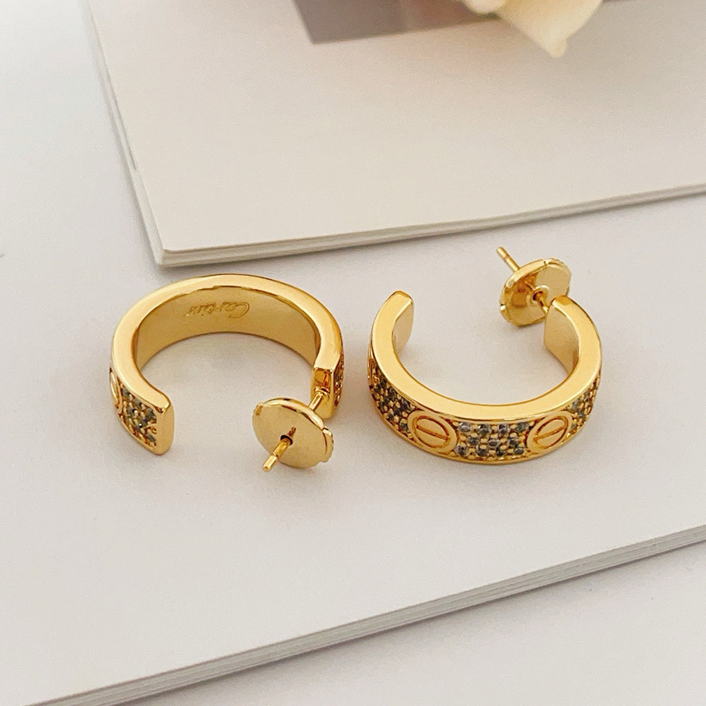 [Rose Tomorrow]LOVE 5.5MM DIAMOND PAVED EARRINGS