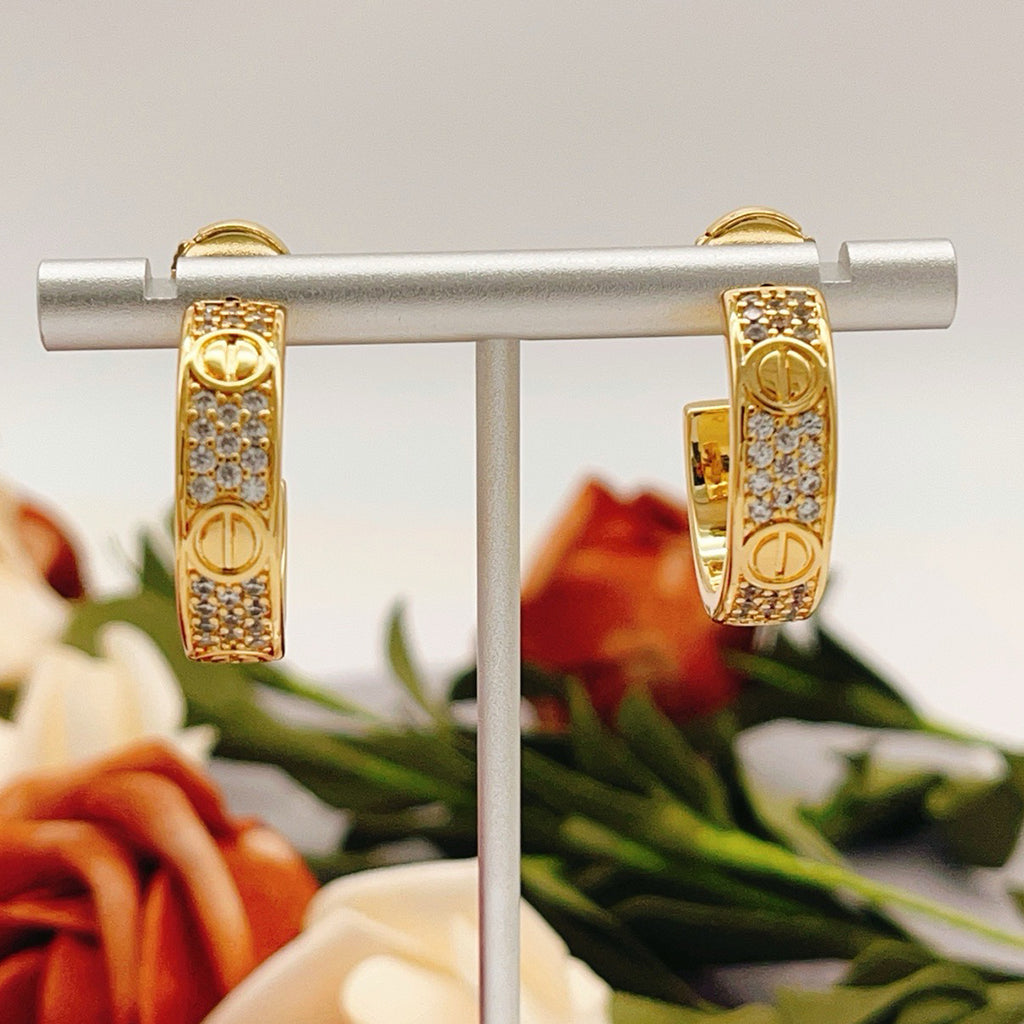 [Rose Tomorrow]LOVE 5.5MM DIAMOND PAVED EARRINGS