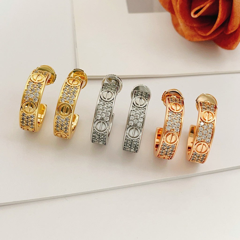 [Rose Tomorrow]LOVE 5.5MM DIAMOND PAVED EARRINGS