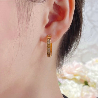 [Rose Tomorrow]LOVE EARRINGS 3.6MM DIAMOND PAVED