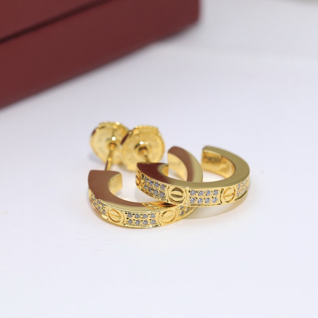 [Rose Tomorrow]LOVE 5.5MM DIAMOND PAVED EARRINGS