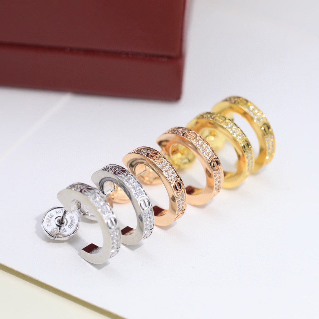 [Rose Tomorrow]LOVE 5.5MM DIAMOND PAVED EARRINGS
