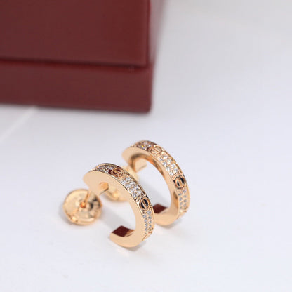 [Rose Tomorrow]LOVE 5.5MM DIAMOND PAVED EARRINGS