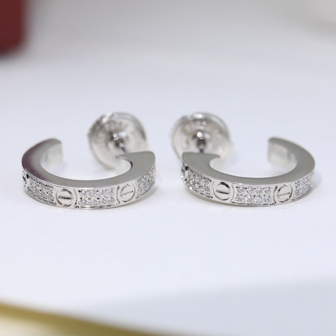 [Rose Tomorrow]LOVE 5.5MM DIAMOND PAVED EARRINGS