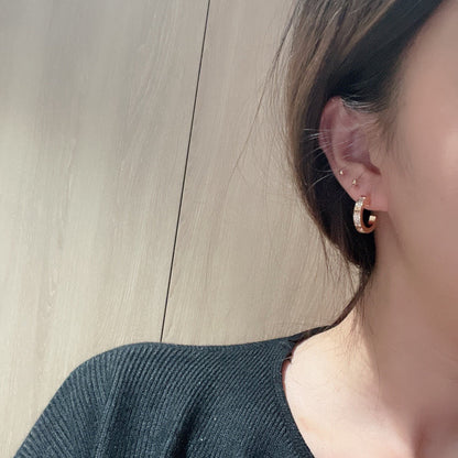 [Rose Tomorrow]LOVE 5.5MM DIAMOND PAVED EARRINGS