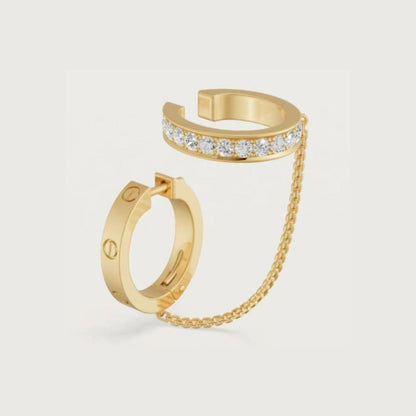 [Rose Tomorrow]LOVE 3.0MM HALF DIAMOND EARRINGS