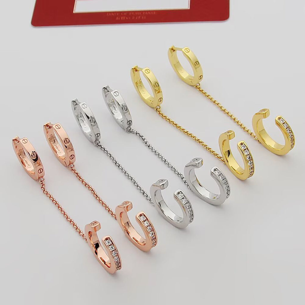 [Rose Tomorrow]LOVE 3.0MM HALF DIAMOND EARRINGS