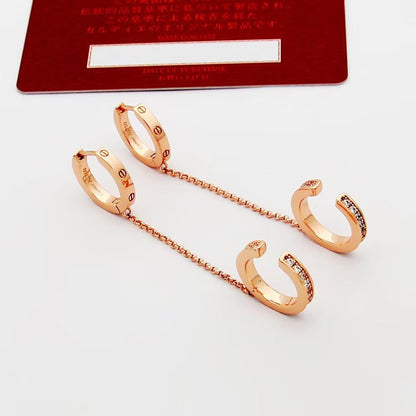 [Rose Tomorrow]LOVE 3.0MM HALF DIAMOND EARRINGS