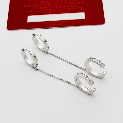 [Rose Tomorrow]LOVE 3.0MM HALF DIAMOND EARRINGS