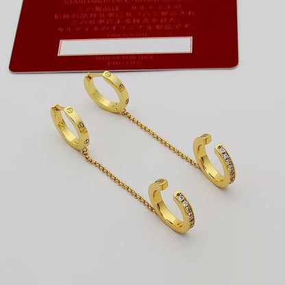 [Rose Tomorrow]LOVE 3.0MM HALF DIAMOND EARRINGS