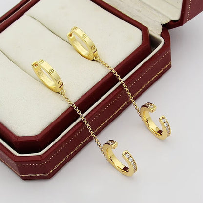 [Rose Tomorrow]LOVE 3.0MM HALF DIAMOND EARRINGS