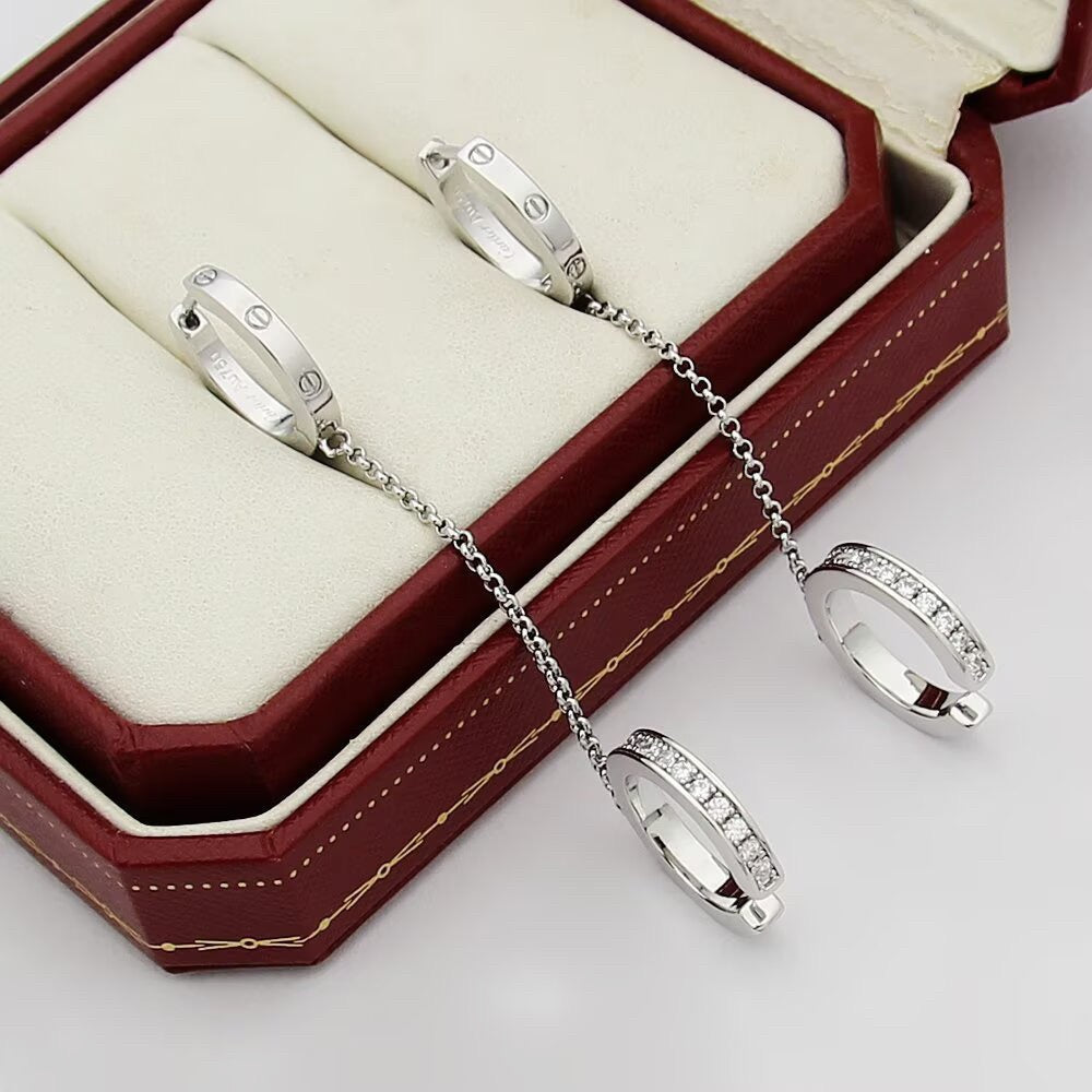 [Rose Tomorrow]LOVE 3.0MM HALF DIAMOND EARRINGS