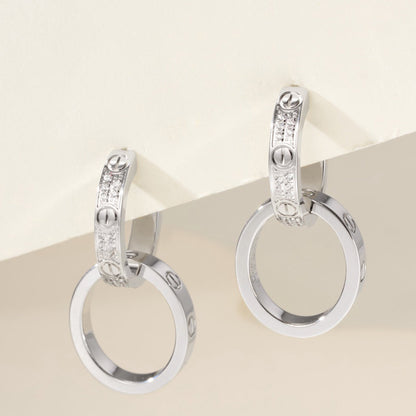 [Rose Tomorrow]LOVE 3.3MM DANGLE HALF DIAMOND EARRINGS