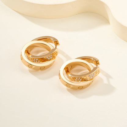 [Rose Tomorrow]LOVE 3.3MM DANGLE HALF DIAMOND EARRINGS