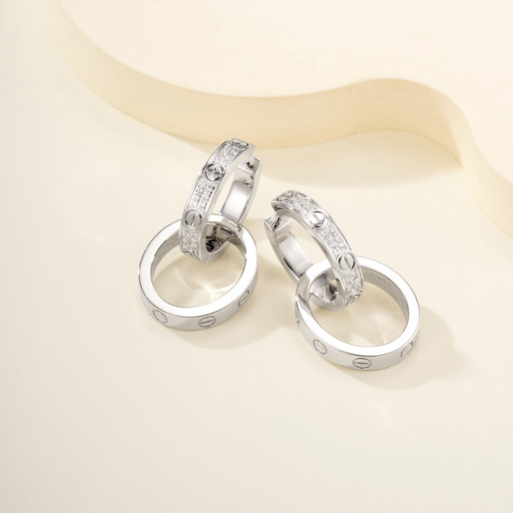 [Rose Tomorrow]LOVE 3.3MM DANGLE HALF DIAMOND EARRINGS