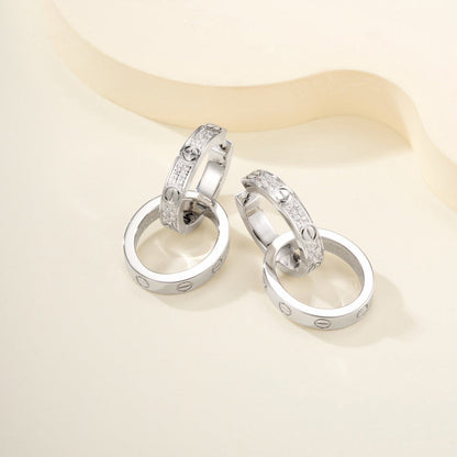 [Rose Tomorrow]LOVE 3.3MM DANGLE HALF DIAMOND EARRINGS