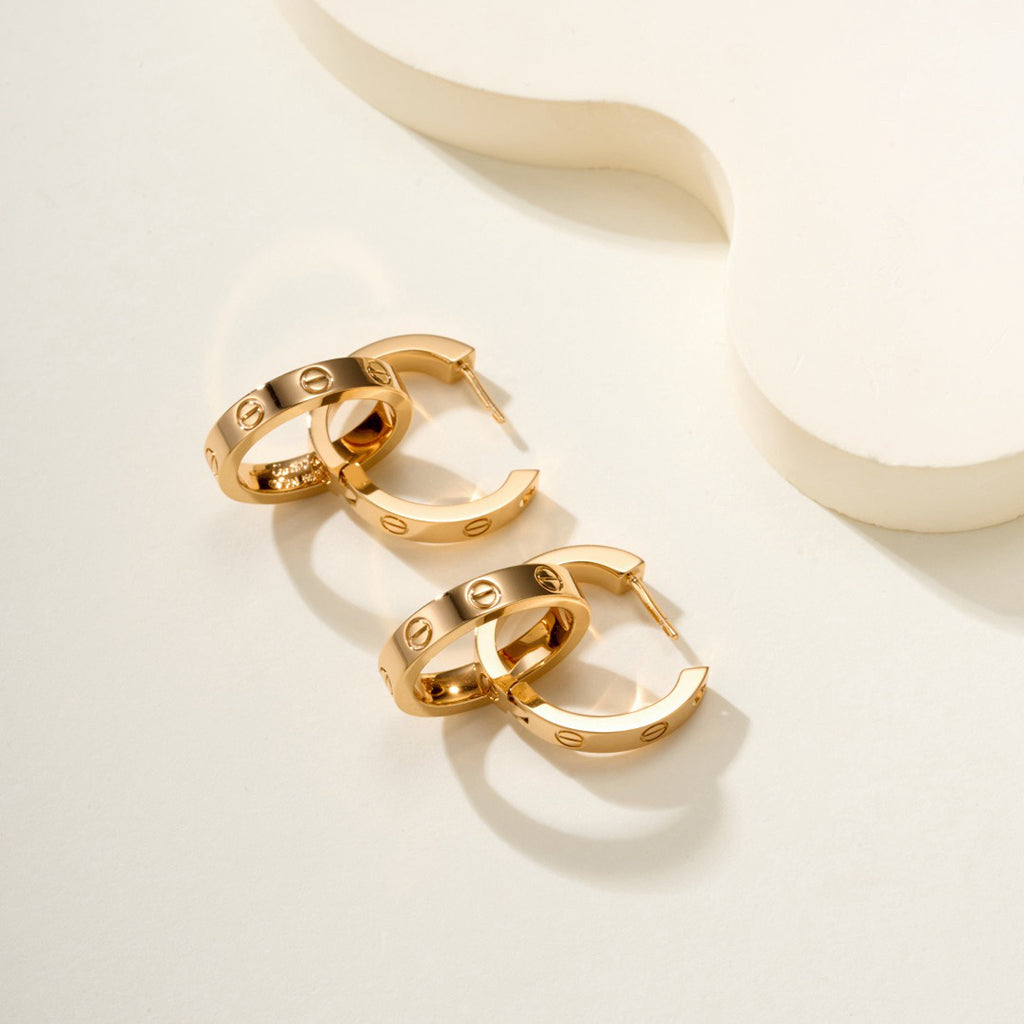 [Rose Tomorrow]LOVE 3.3MM DANGLE HALF DIAMOND EARRINGS